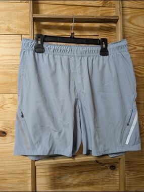 Motion Light Gray Athletic Shorts with Reflective Trim